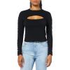 True Religion Womens Logo Cut-Out L/S Tee(Jet Black)