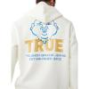 True Religion mens Antique Zip Up Logo Hoody(Winter White)