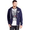 True Religion mens Classic Logo Long Sleeve Zip Up Hoodie(True Navy)