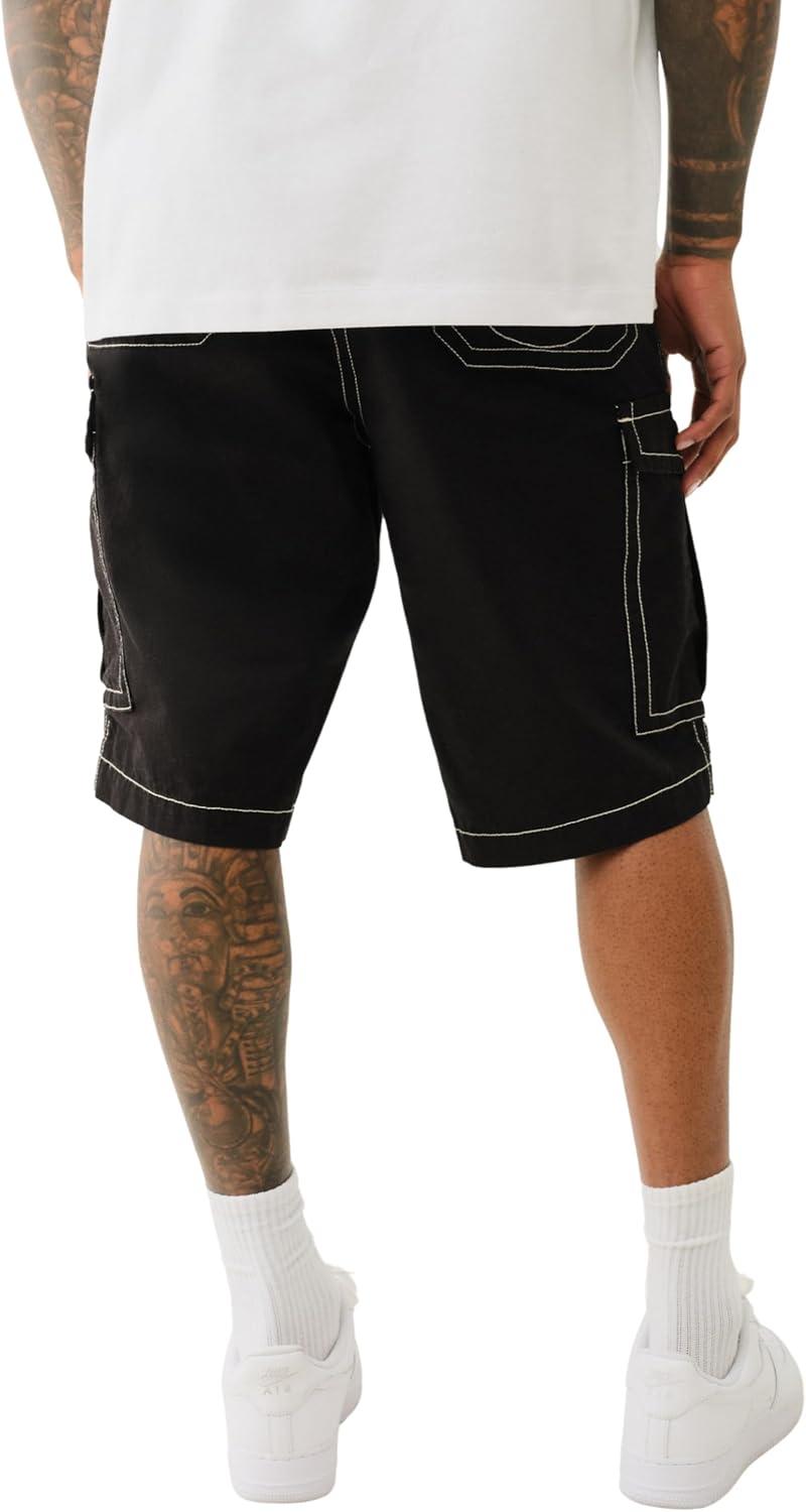 imageTrue Religion Mens Relaxed Sn Cargo Flap Short Cargo Shorts with Flap PocketsJet Black