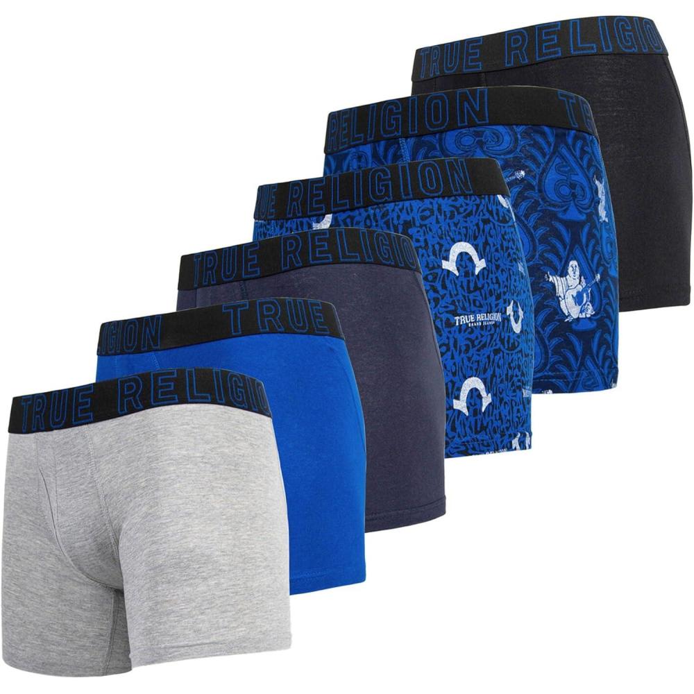 imageTrue Religion Mens Boxer Briefs Cotton Stretch Underwear for Men Pack of 6Blue