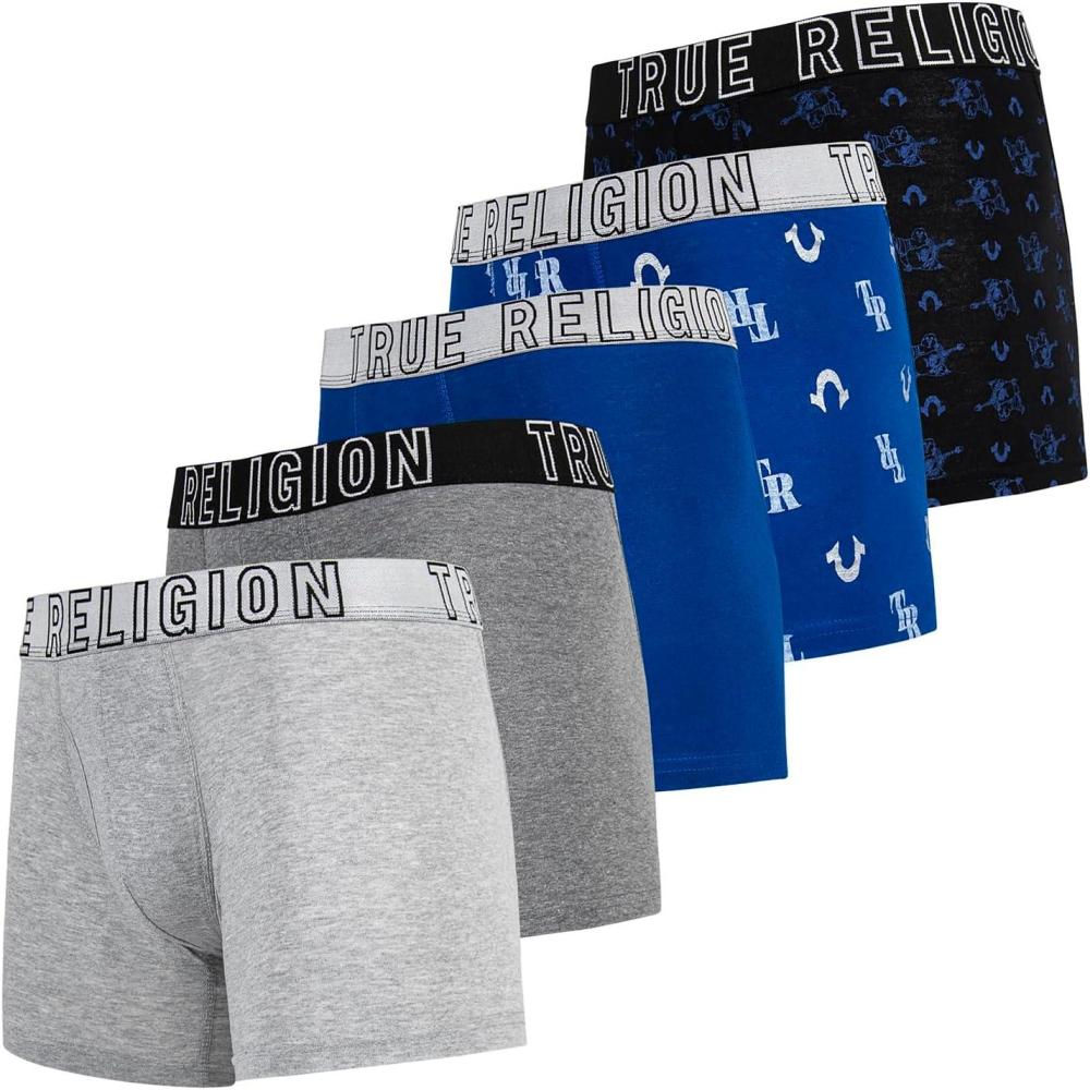 imageTrue Religion Mens Boxer Briefs Cotton Stretch Underwear for Men Pack of 6BlueBlack