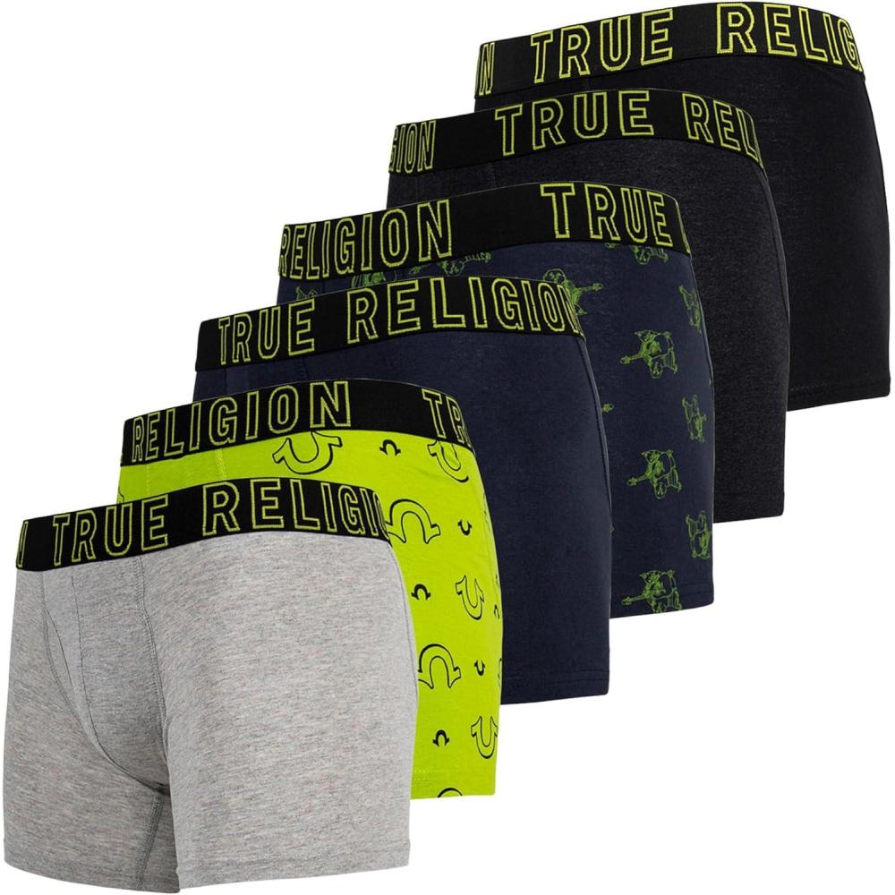 imageTrue Religion Mens Boxer Briefs Cotton Stretch Underwear for Men Pack of 6Lime Green