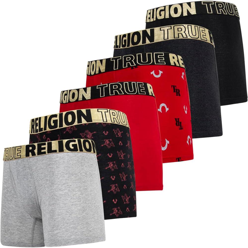 imageTrue Religion Mens Boxer Briefs Cotton Stretch Underwear for Men Pack of 6RedBlack