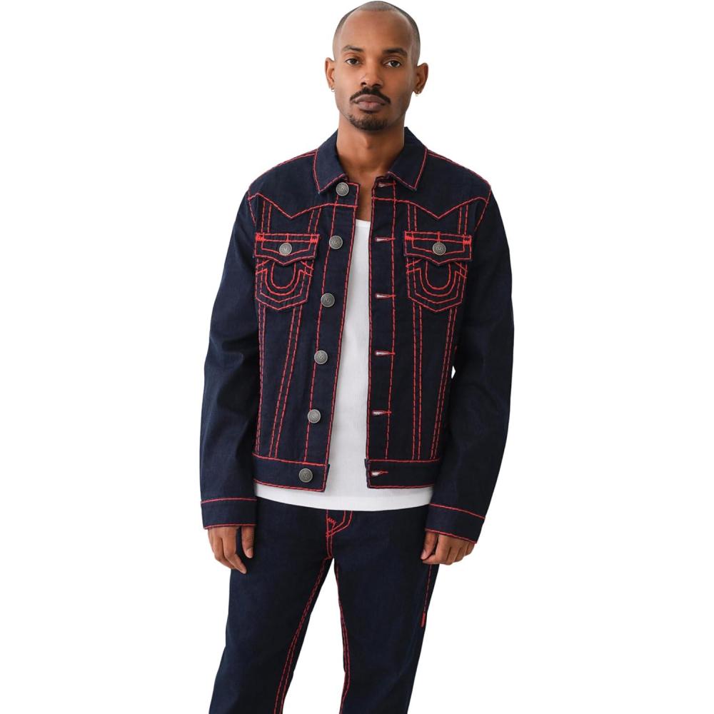 imageTrue Religion Mens Jimmy Jacket Discharge Bandana BlackRigel Dark Wash