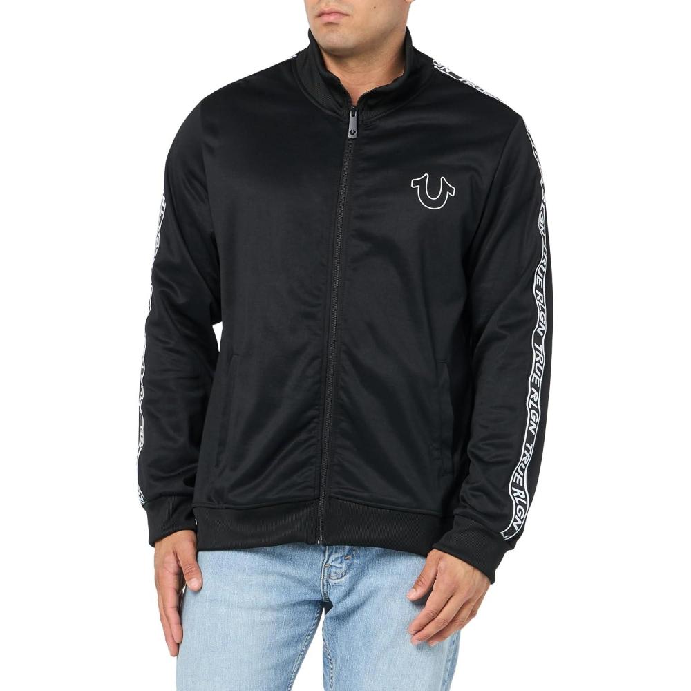 imageTrue Religion Mens Tape Track JacketJet Black