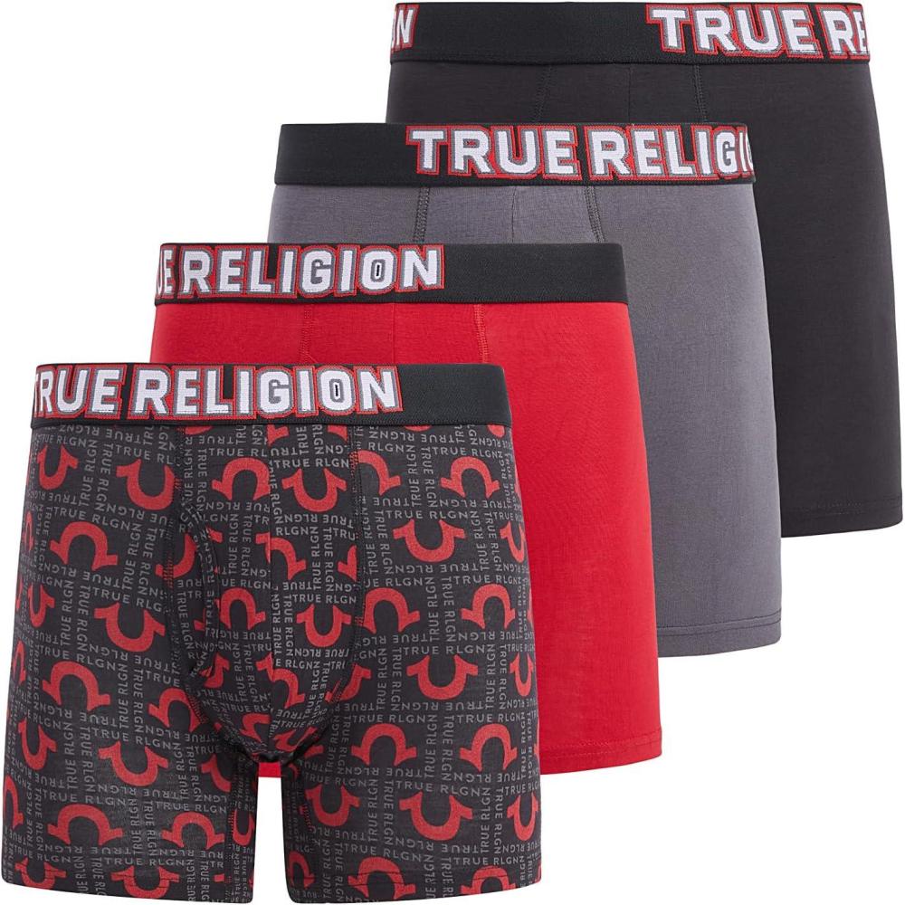 imageTrue Religion Mens Underwear 4 Pack Stretch Modal Boxer Briefs for MenBlackRed