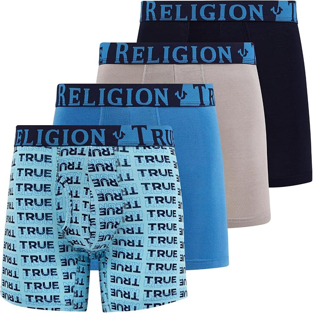 imageTrue Religion Mens Underwear 4 Pack Stretch Modal Boxer Briefs for MenBlueGrey