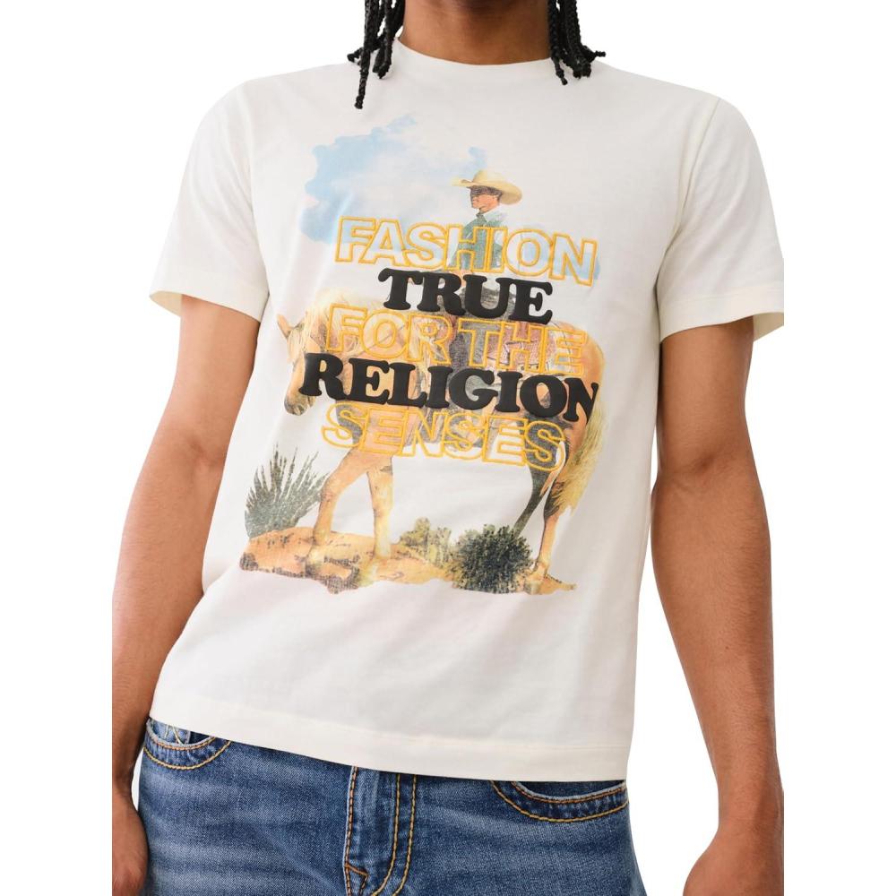 imageTrue Religion Mens Waterbase Embro Cowboy TeeWinter White