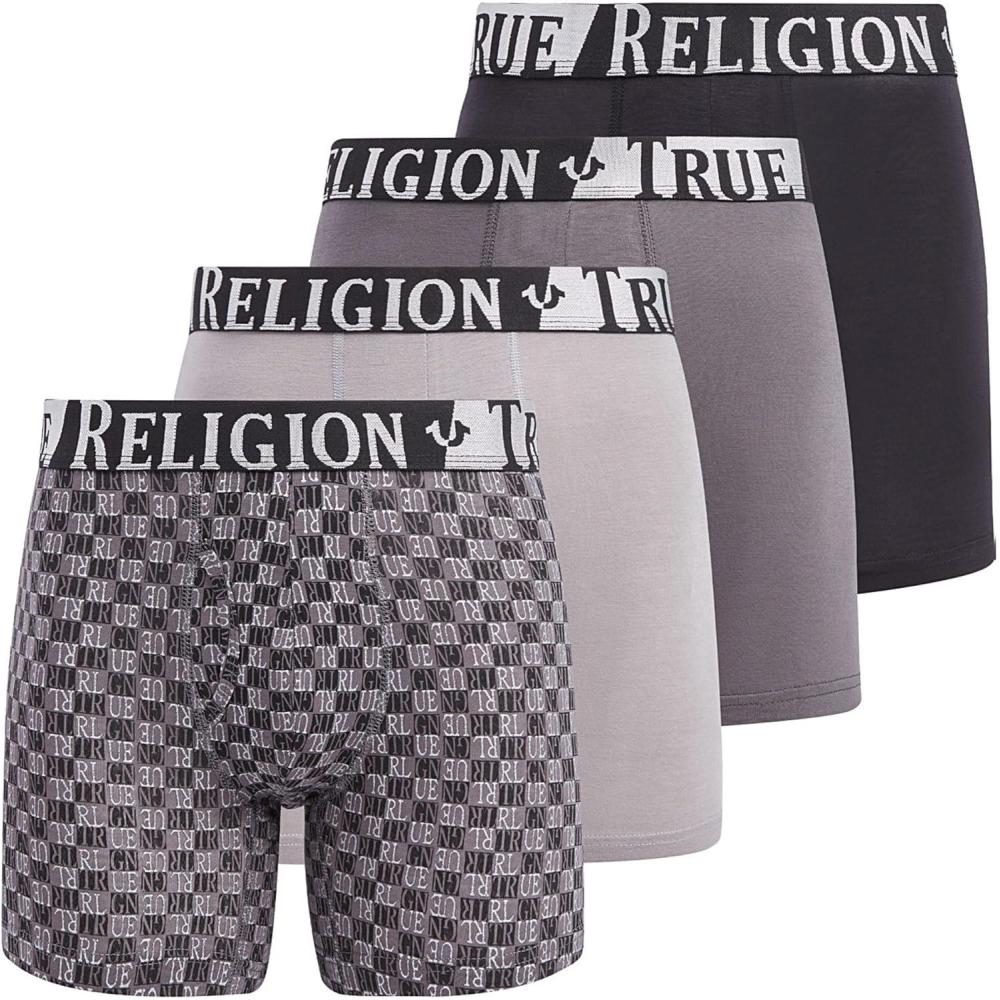 imageTrue Religion Stretch Mens Boxer Briefs Mens Underwear Pack of 4 BlackGrey