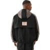 True Religion Men’s Colorblock Anorak Jacket – Lightweight Pullover Windbreaker with Hood(Jet Black/Imperial Blue)