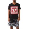 True Religion Mens Ss Fray Twill Applique Tee(Jet Black)