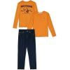 True Religion Boys Denim Set 2 Piece Boys Jeans and Long Sleeve Tee Shirt Set(Mustard-gold)