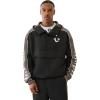 True Religion Men’s Colorblock Anorak Jacket – Lightweight Pullover Windbreaker with Hood(Jet Black/Imperial Blue)