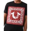 True Religion Mens Ss Fray Twill Applique Tee(Jet Black)
