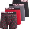 True Religion Mens Underwear 4 Pack Stretch Modal Boxer Briefs for Men(Black/Red)