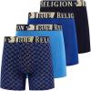 True Religion Mens Underwear 4 Pack Stretch Modal Boxer Briefs for Men(Blue/Gold)