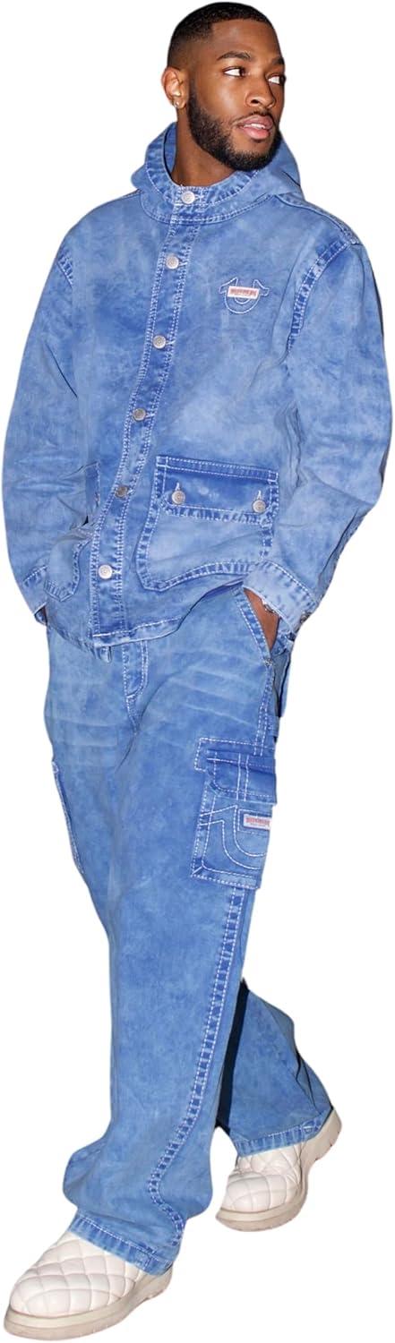 imageTrue Religion Mens Big T Utility Cargo PantsSetoff Blue Wash