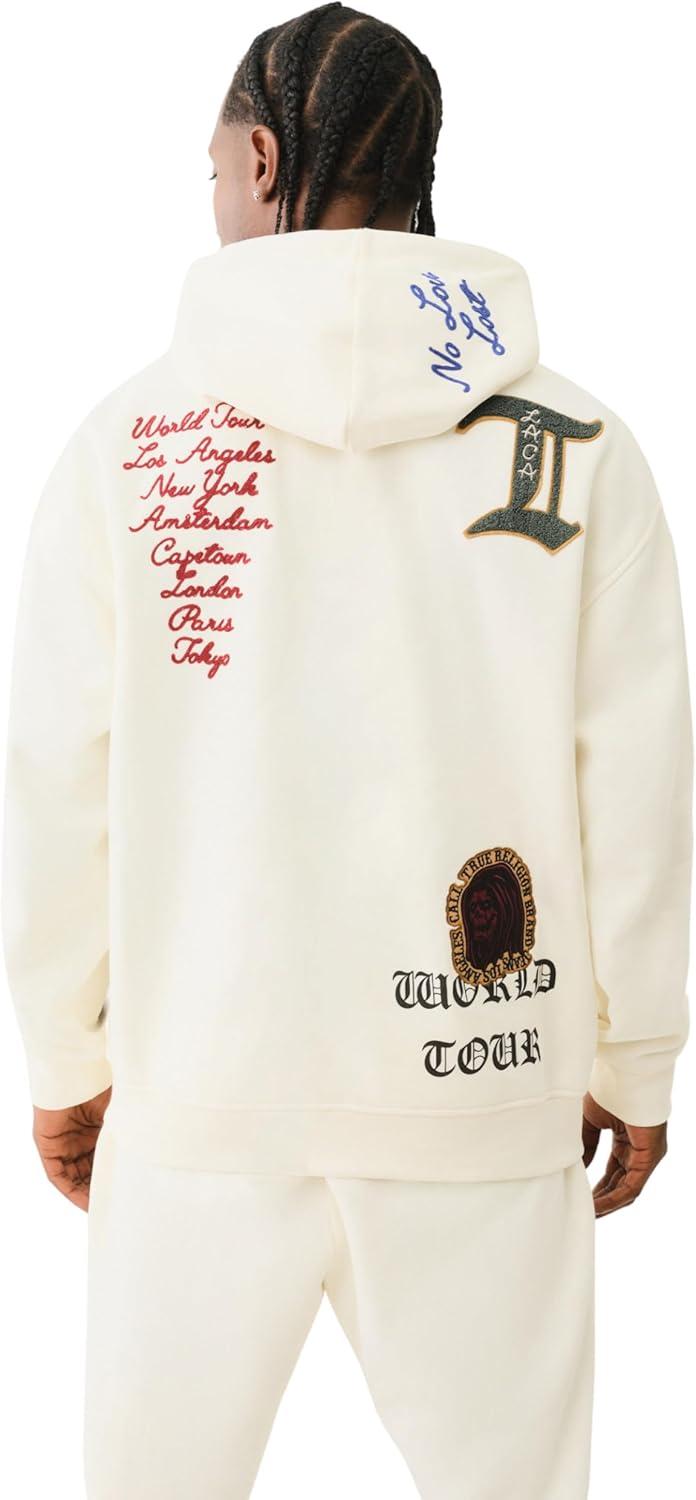 imageTrue Religion Mens patch Embro HoodieWinter White