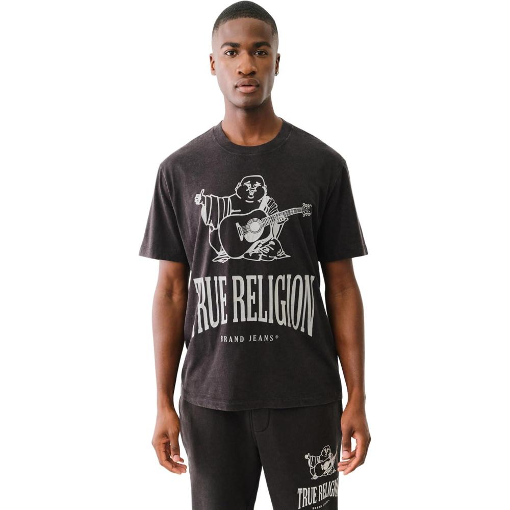 imageTrue Religion Mens Crackle Vintage TeeJet Black