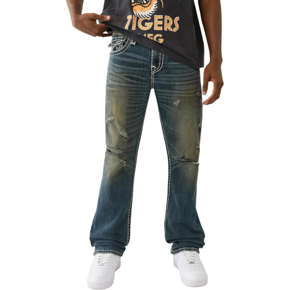 imageTrue Religion Mens Ricky Super T Flap Jeans  Flap Back PocketsMenswear Dark Wash Wih Rips