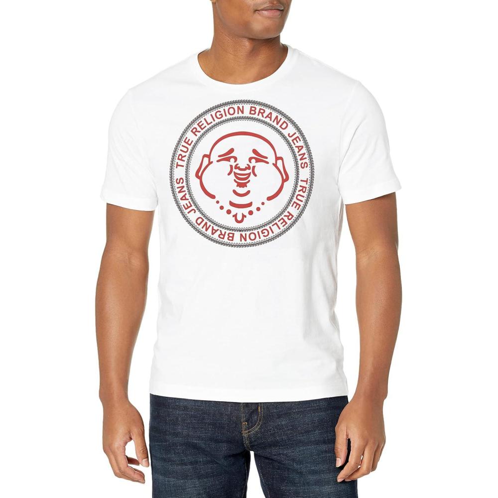 imageTrue Religion Mens Ss Buddha Face TeeOptic White