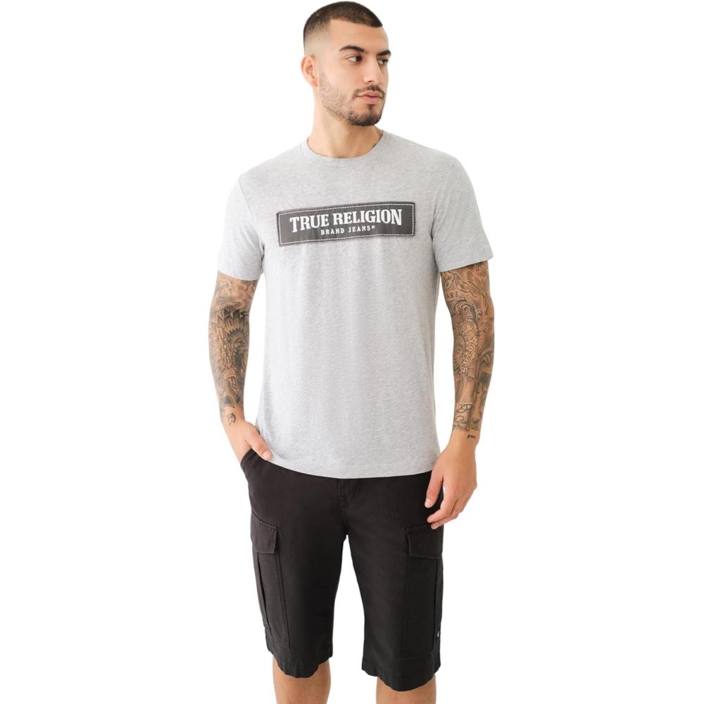 imageTrue Religion Mens Ss Frayed Arch TeeHeather Grey