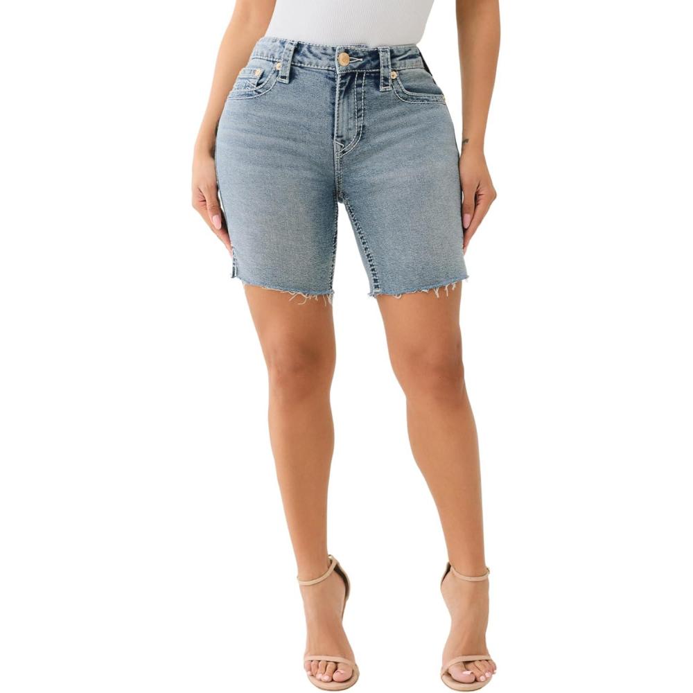 imageTrue Religion Womens Riley Mr Bermuda Slit Flap Big T Sunset Beach
