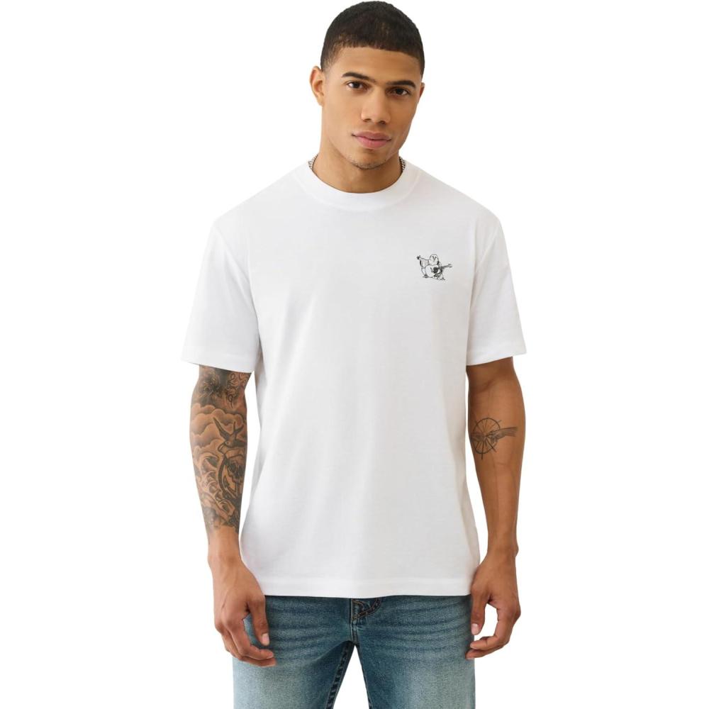 imageTrue Religion World Tour Tee  Mens Graphic TShirt  Short Sleeve Cotton Crewneck Logo TopOptic White