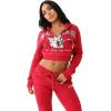 True Religion Anniversary Big T Shrunken Zip Hoodie for Women(Apple Red)