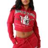 True Religion Anniversary Big T Shrunken Zip Hoodie for Women(Apple Red)