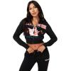 True Religion Anniversary Big T Shrunken Zip Hoodie for Women(Jet Black)