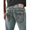 True Religion Men’s Ricky Super T Flap Jeans – Flap Back Pockets(Alley Loop Light Wash)