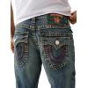 True Religion Men’s Ricky Super T Flap Jeans – Flap Back Pockets(Dark Dusty Trail Wash)