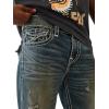 True Religion Men’s Ricky Super T Flap Jeans – Flap Back Pockets(Menswear Dark Wash Wih Rips)