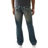 True Religion Men’s Ricky Super T Flap Jeans – Flap Back Pockets(Menswear Dark Wash Wih Rips)