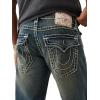 True Religion Men’s Ricky Super T Flap Jeans – Flap Back Pockets(Menswear Dark Wash Wih Rips)