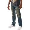 True Religion Men’s Ricky Super T Flap Jeans – Flap Back Pockets(Menswear Dark Wash Wih Rips)