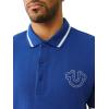 True Religion Men’s SS Buddha Patch Polo | Short Sleeve Polo Shirt with Buddha Logo(Mazarine Blue)