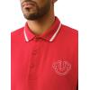 True Religion Men’s SS Buddha Patch Polo | Short Sleeve Polo Shirt with Buddha Logo(Trv Red)