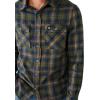 True Religion Men’s Triple Needle Plaid Long Sleeve Shirt(Bronze Green)
