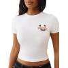 True Religion Printed Baby Tee for Women – Cropped Cotton Blend Graphic Women’s T-Shirt – Casual Top