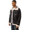 True Religion Sherpa PU Jacket for Men – Faux Leather Winter Jacket with Logo, Warm Streetwear Outerwear(Jet Black)