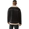 True Religion Sherpa PU Jacket for Men – Faux Leather Winter Jacket with Logo, Warm Streetwear Outerwear(Jet Black)