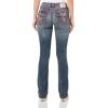 True Religion Women’s Billie Mid Rise Straight Jeans with Flap Pockets and Super T Stitching(Khivai)