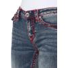 True Religion Women’s Billie Mid Rise Straight Jeans with Flap Pockets and Super T Stitching(Khivai)