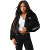 True Religion Women’s Branded Faux Fur Zip Up Coat