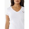 True Religion Womens Buddha Stamp Slim V Neck TeeT-Shirt(Optic White)