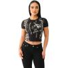 True Religion Women’s Heritage Logo Short Sleeve Baby Tee – Casual Crew Neck T-Shirt(Jet Black)