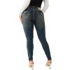 True Religion Women’s Jennie Big T Flap MID Rise Super Skinny Jeans in Dark Smoky Wash(Dark Smoky Wash)